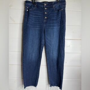 Liverpool High Rise Button Fly Dark Blue Jeans Size 14 straight leg